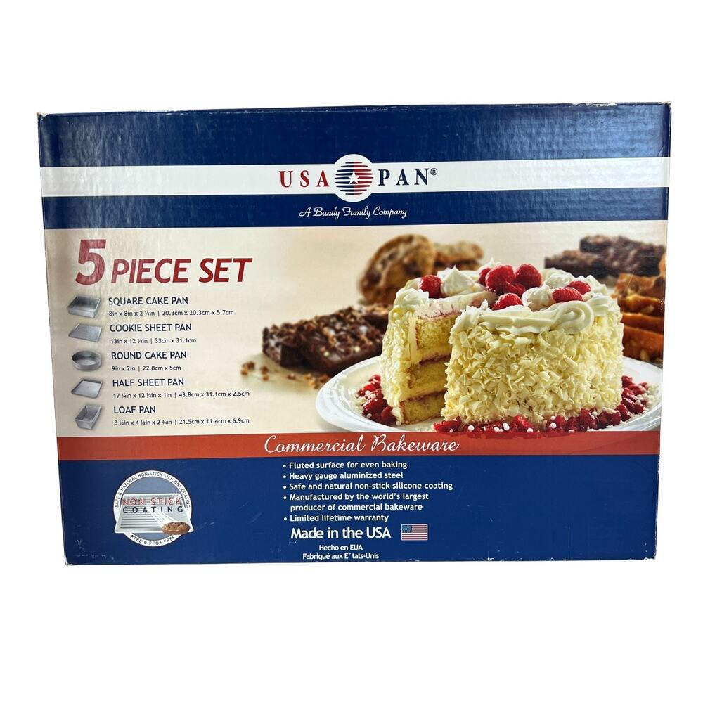 USA Pan 5-Piece Commercial Nonstick Bakeware Set Made in USA 1360ST New in Box